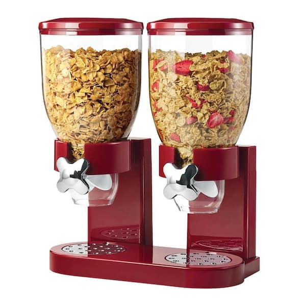 Imperial Home Plastic Food Storage Container Cereal Dispenser Set (3 Piece), Red