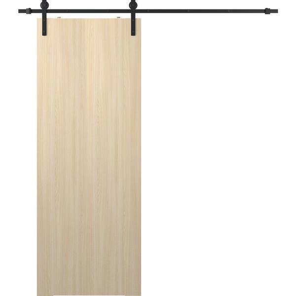 Belldinni Optima 30 in. x 80 in. Manufactured Wood Loire Ash Solid Composite Core Sliding Barn Door with Hardware Kit