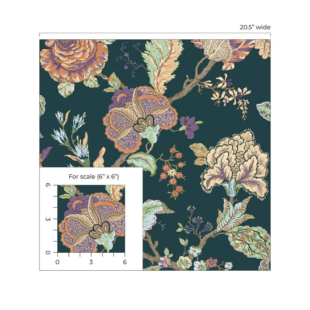 Victorian Jade Floral Vinyl-Coated Pre-Pasted Wallpaper