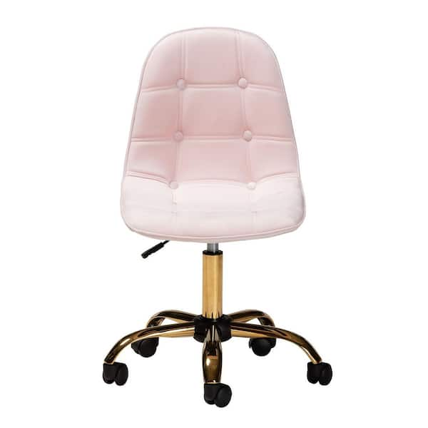 Baxton Studio Kabira Blush Pink and Gold Velvet Fabric Seat Task