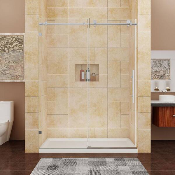 TOOLKISS BP05P2-6079CC 60 in. W x 79 in. H Sliding Frameless Single Bath Shower Door in Chrome with Clear Glass