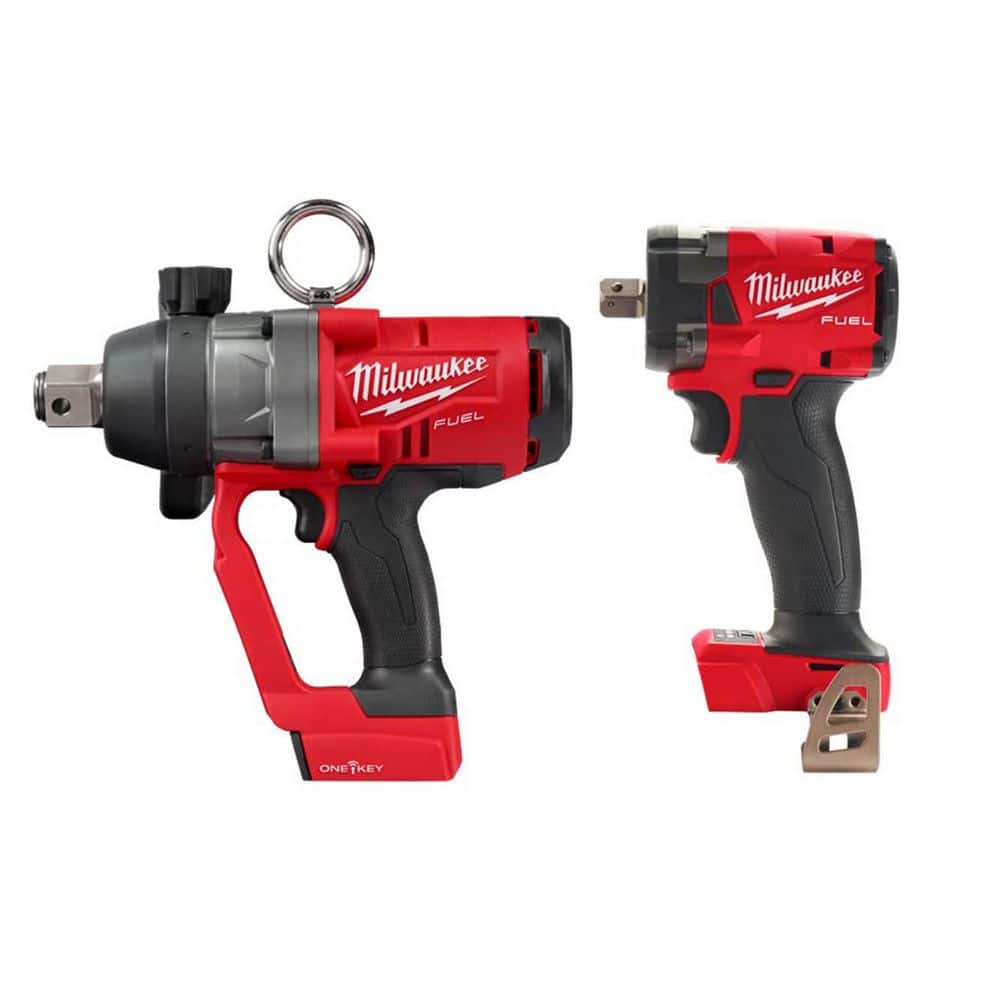 MILWAUKEE M18 FUEL ONE-KEY 18V Lith-Ion Brushless Cordless 1 in. Impact Wrench w/ Friction Ring w/ 1/2 in. Impact Wrench (2867-20-28)