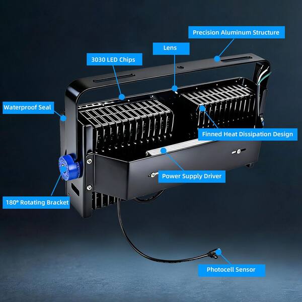 WYZM 1000-Watt Equivalent 36000 Lumens Black LED Stadium Light