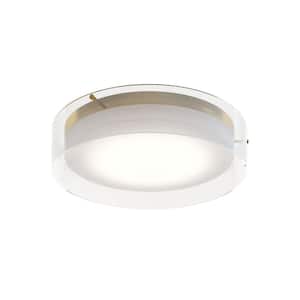 Studio 15.5 in. 25-Watt Brass Integrated LED Flush Mount with Clear Acrylic Shade
