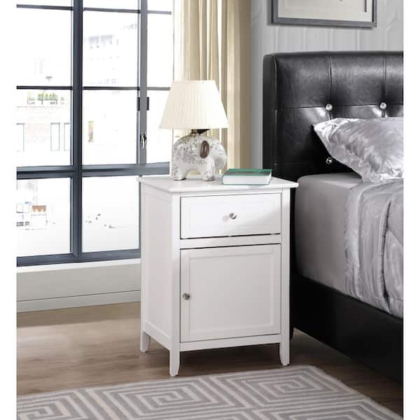 AndMakers Lzzy 1-Drawer White Nightstand (25 in. H x 19 in. W x 15 in. D)