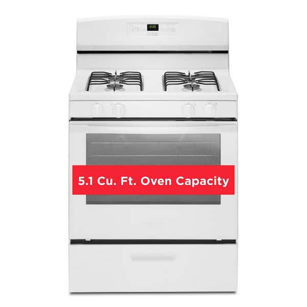 5.1 cu. ft. 30 in. 4-Burner Freestanding Gas Range in White