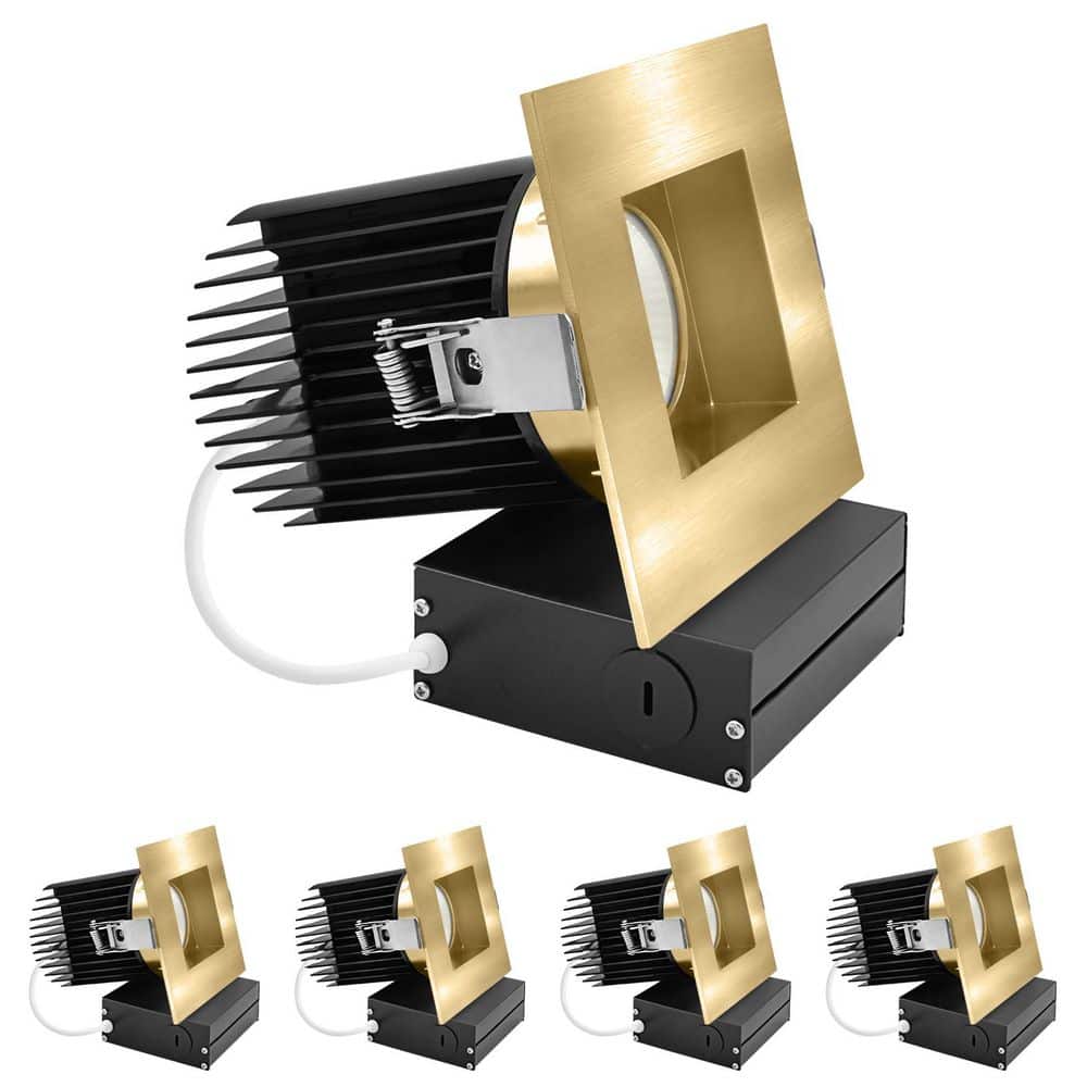 4 in. Integrated LED Trimless Regressed Spotlight with Square Brass Trim, 5CCT, 22W, 1700LM, Dimmable IC Rated 4-Pack price history on PriceWatchPro