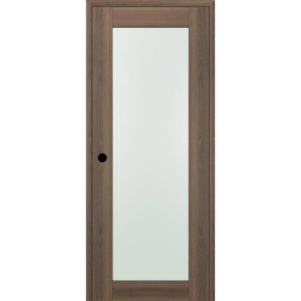 Belldinni 24 in. x 84 in. Right-Hand Solid Composite Core Full Lite Frosted Glass Pecan Nutwood Wood Single Prehung Interior Door