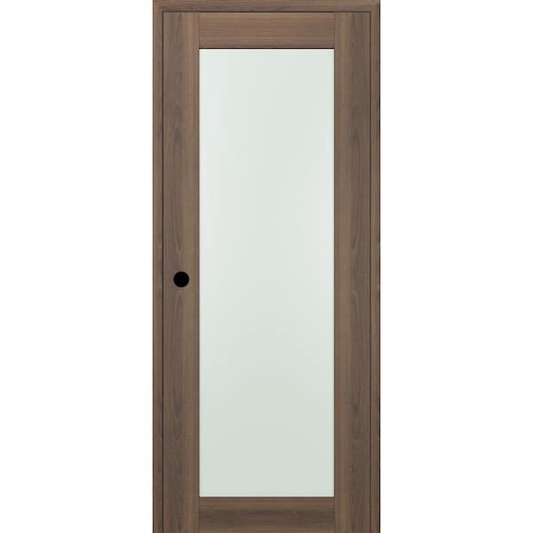 Belldinni 28 in. x 80 in. Right-Hand Solid Composite Core Full Lite Frosted Glass Pecan Nutwood Wood Single Prehung Interior Door