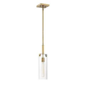 Winfield 45.05 in.W x 15.75 in. H 1-Light Warm Brass Mini-Pendant with Clear Glass Shade