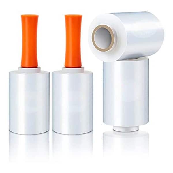 4-Pack Plastic Film Roll with Handles 60 Gauge Thick 5 x 1000 ft. Industrial Stretch Moving Packing Wrapping Shipping