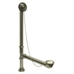 Claw Foot 1-1/2 in. O.D. Brass Leg Tub Drain with Chain and Stopper in Brushed Nickel