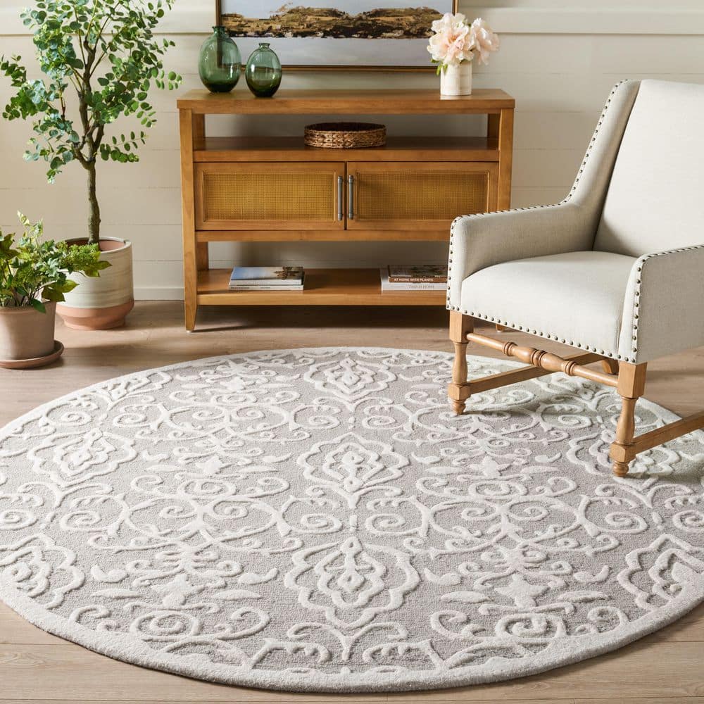 Martha Stewart 7 ft. x 7 ft. Round Whetstone Gray Ornate High-Low Area Rug price history on PriceWatchPro
