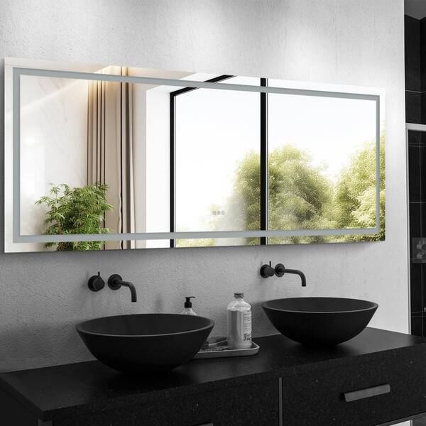 Interbath 84 in. W x 30 in. H Oversize Rectangular Frameless LED Mirror