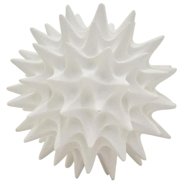 THREE HANDS 8.5 in. Spike Orb Tabletop in White