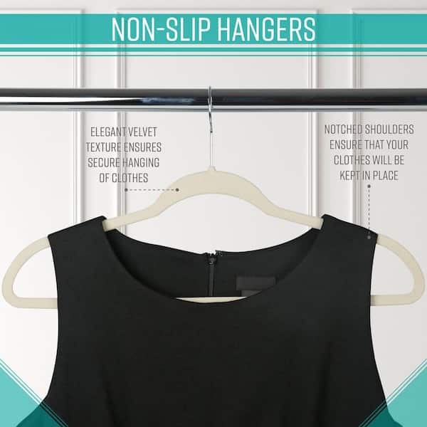 Honey-Can-Do Ultra Thin Non-Slip Velvet Hangers, 50-Pack, Ivory