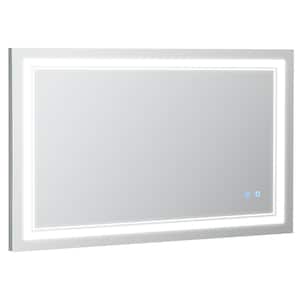 39.25 in. W x 23.5 in. H Rectangular Steel Framed Wall Bathroom Vanity Mirror in Silver