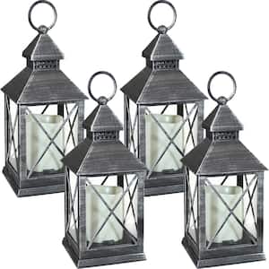 Yorktown Grey Battery-Powered 10 in. LED Candle Indoor Lantern (4-Pack)