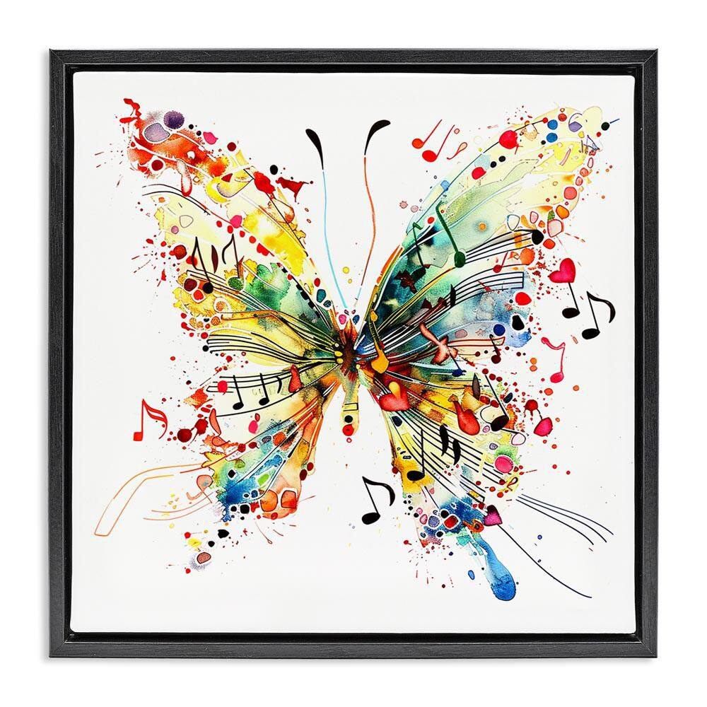 Musical Song Butterfly by LSR Design Studio Black Floater Frame Animal Graphic Art Print 25 in. x 25 in. price history on PriceWatchPro