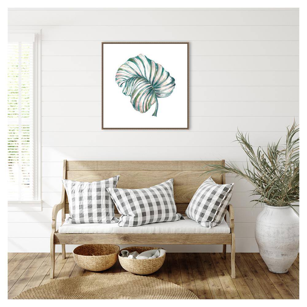 Island Leaf III 30"x30" Bronze Framed Canvas Wall Art