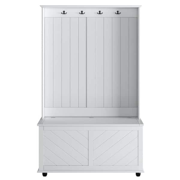 ATHMILE White Hall Trees with Storage Bench