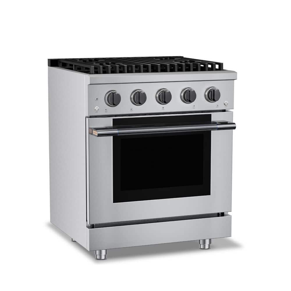 HAUSLANE HausPro 30 in. 4 Burners (20,000 BTU) Freestanding Dual Fuel ...