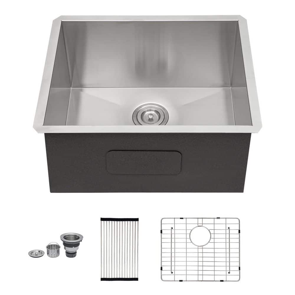 21 in. Drop-in Single Bowl 16 Gauge Brushed Nickel Stainless Steel Kitchen Sink and Drain price history on PriceWatchPro