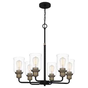Cox 6-Light Matte Black Chandelier with Clear Glass