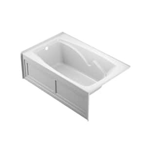 CETRA 60 in. x 36 in. Acrylic Left Drain Rectangular Alcove Soaking Bathtub in White