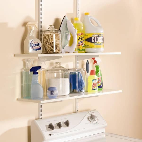 Rubbermaid 11 5 In White Twin Track, Shelving Track Brackets