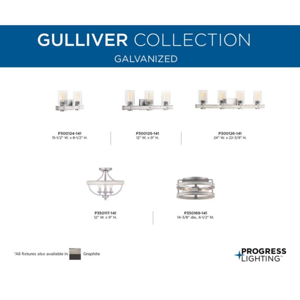 Gulliver Whitewashed Galvanized 2-Light Farmhouse Flush Mount Ceiling Light