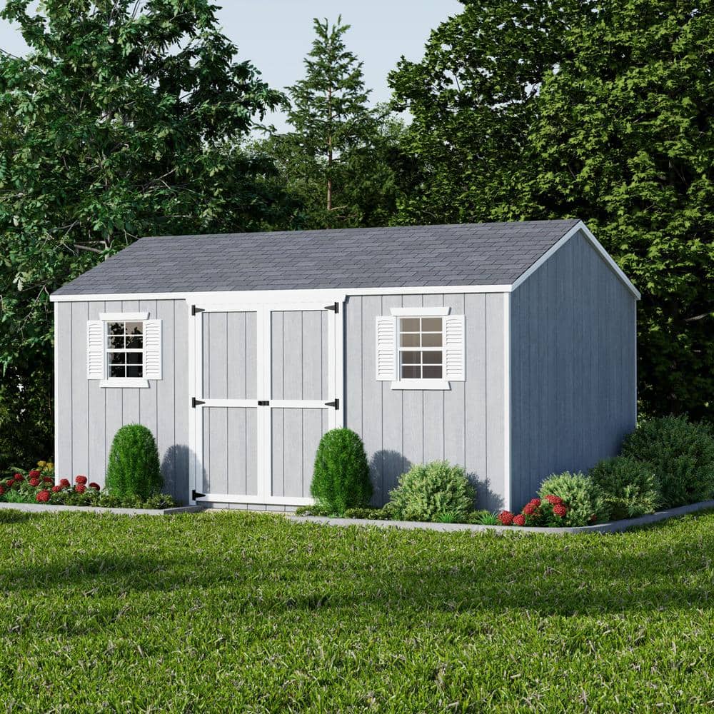 10' x 16' Gray Wood Workshop Shed Kit with Windows