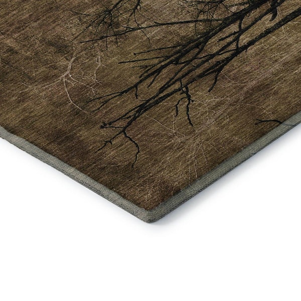 Mayfield Premium Machine Washable Abstract AMF2083 Brown 2 ft. x 3 ft. Accent Rug