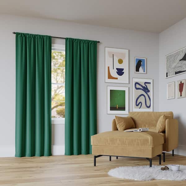 Sun Zero Rianna Theater Grade Malachite Green Polyester 40 in. W x 84 in. L Rod Pocket 100% Blackout Curtain (Single Panel)