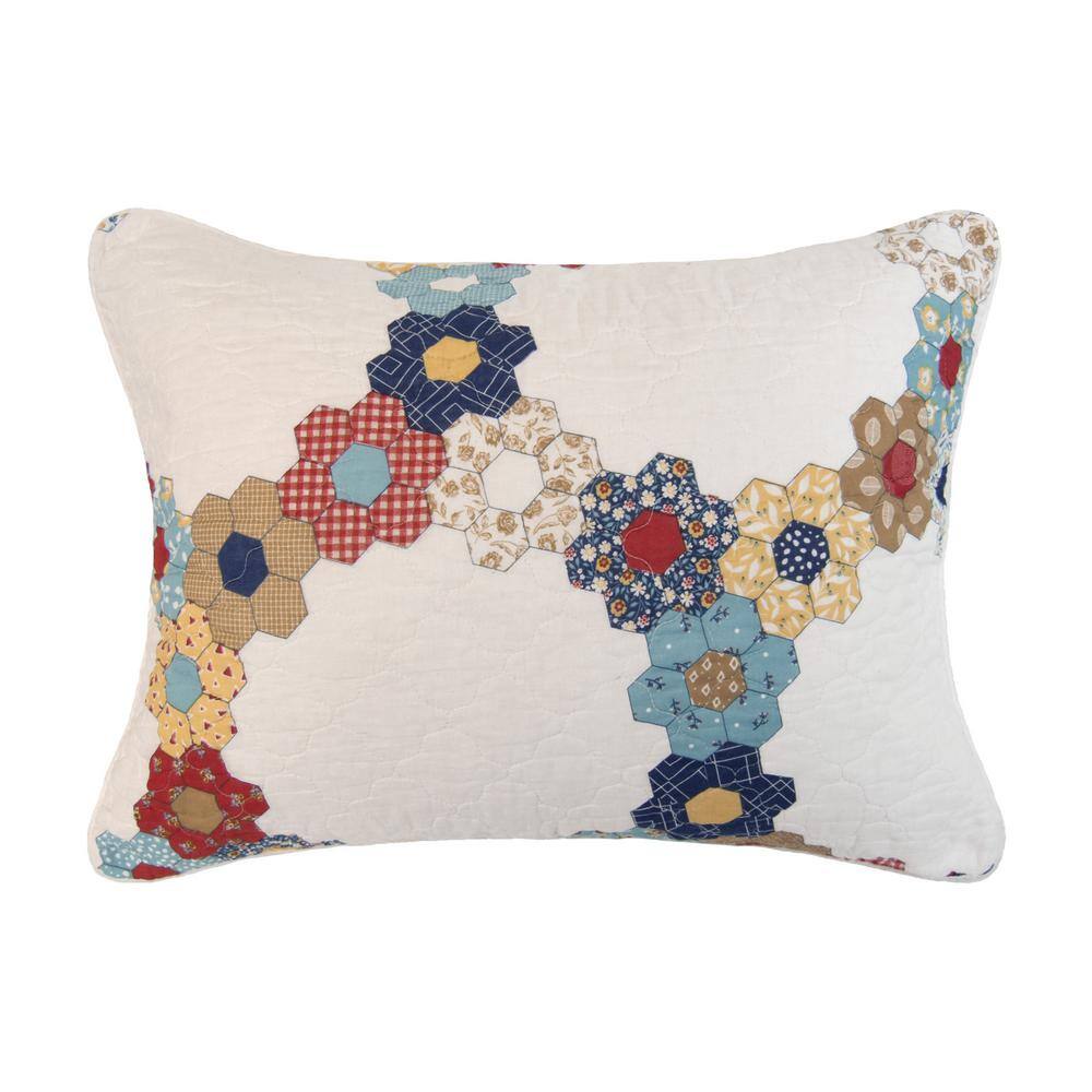 White Cotton King Reversible Floral Quilt Set