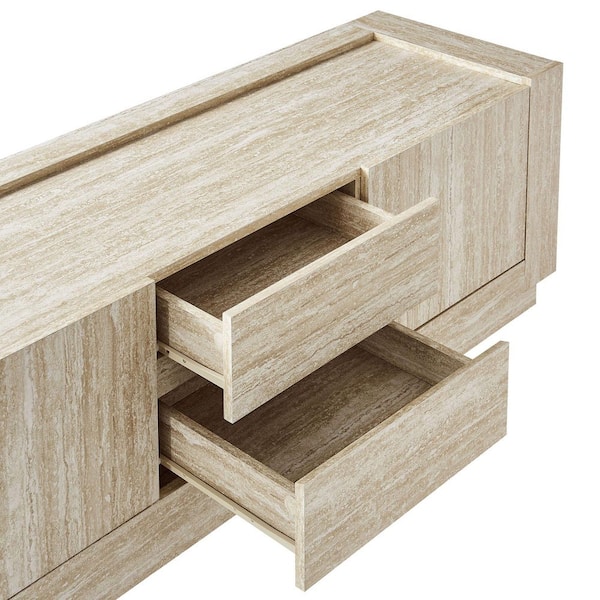 MODWAY Hollis TV Console with Faux in Travertine Finish-Modern