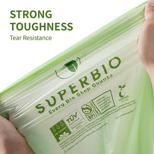 Simply Bio 33 Gal. Compostable Trash Bags with Flat Top, Eco-Friendly,  Heavy-Duty (40-Count) SB-33GAL-F-40PK - The Home Depot