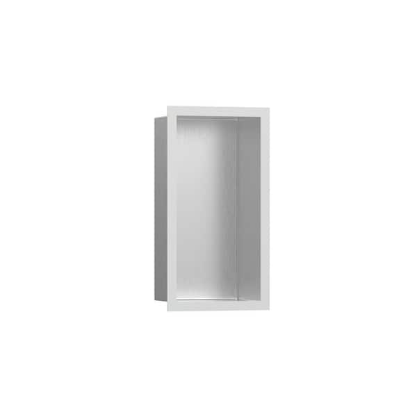 Hansgrohe XtraStoris Individual 9 in. W x 15 in. H x 4 in. D Stainless Steel Shower Niche in Matte White