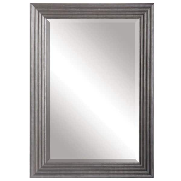Global Direct 34 in. x 24 in. Rubbed Silver Wood Rectangular Framed Mirror