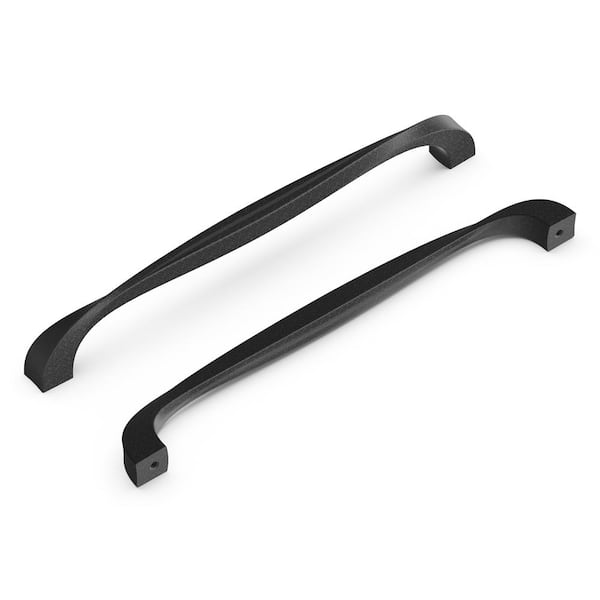 Twist Collection Bar Pull 8-13/16 in. (224 mm) Center-to-Center Distressed Black Iron Finish Drawer Pull