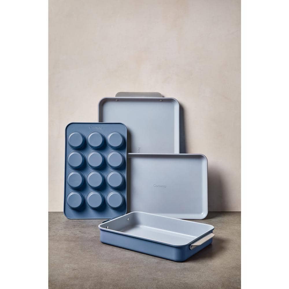 Mid-Century Modern Blue Non-Stick Steel 5-Piece Bakeware Set
