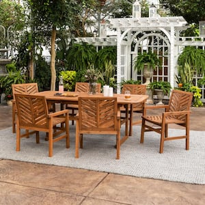 Brown 7-Piece Extendable Wood Outdoor Patio Dining Set