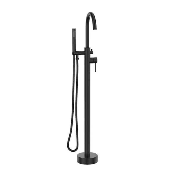Satico 44-7/8 in. High Arch Matte Black Single Handle Bathtub Filter with Handheld Shower