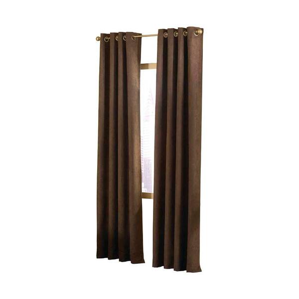 Curtainworks Semi-Opaque Chocolate Cameron Micro-suede Grommet Panel - 50 in. W x 95 in. L