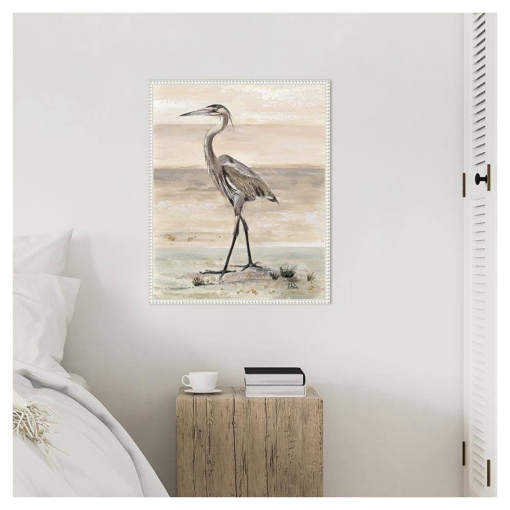 Graceful Egret Beaded Framed Canvas Wall Art
