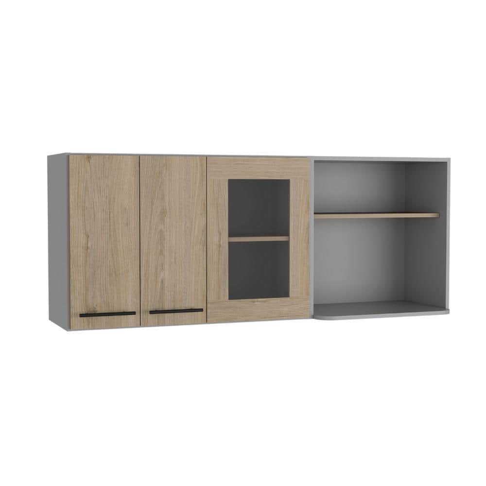 Wall Cabinet Retrit - Light Pine Finish, Glass Display Cabinet for Kitchen or Garage Storage price history on PriceWatchPro