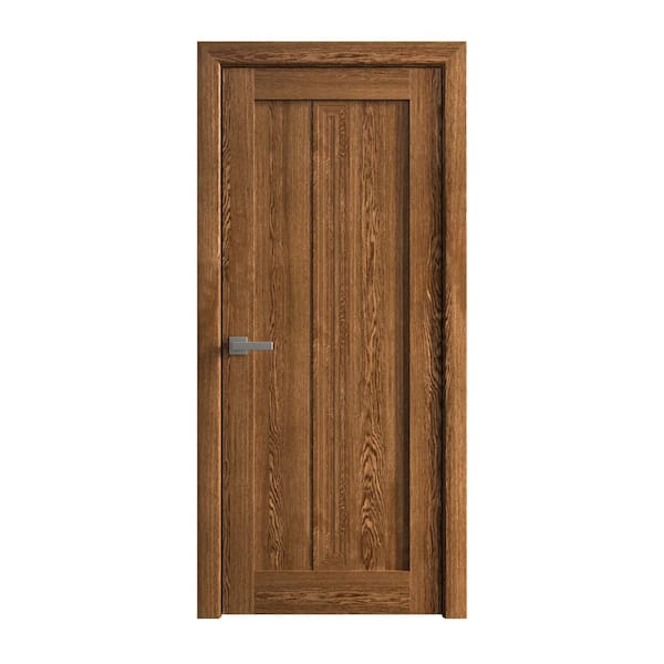 28 in. x 80 in. Marble Oak Solid Wood Swing Door with Hardware