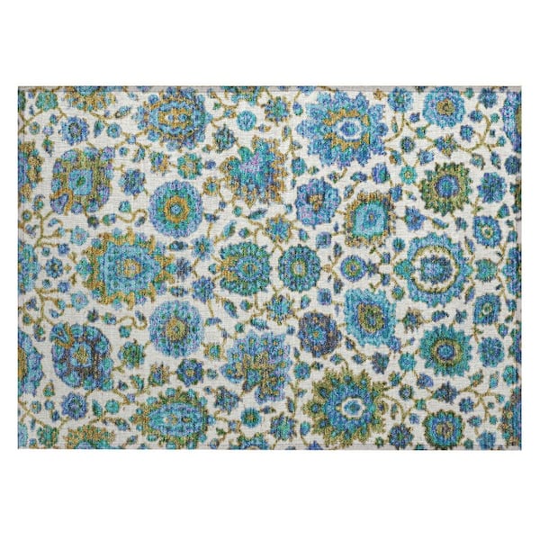 Chantille Machine Washable Indoor/Outdoor Abstract ACN2187 Aqua 1 ft. 8 in. x 2 ft. 6 in. Accent Rug