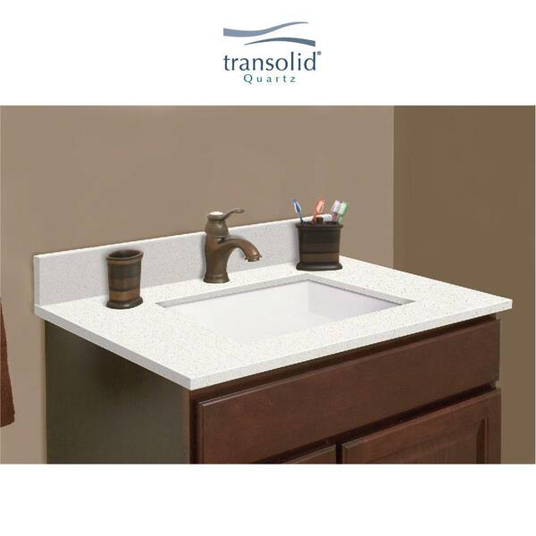 Transolid 25-in Milan White Quartz Single Sink Bathroom Vanity Top Transolid 25-in Milan White Quartz Single Sink Bathroom Vanity Top