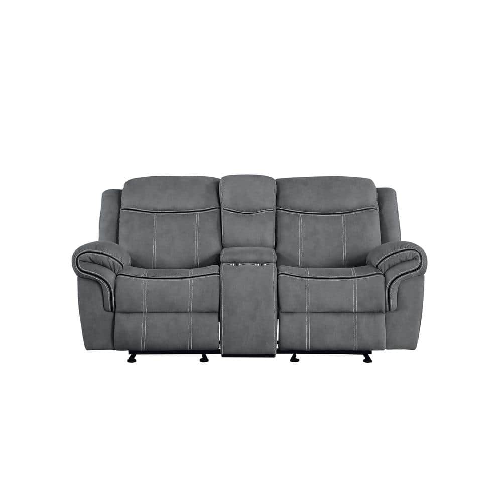 80 in. W Rolled Arms Velvet Upholstery Straight Sofa in Gray